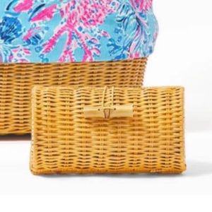 NWT Lilly Pulitzer GWP wicker glasses case clutch